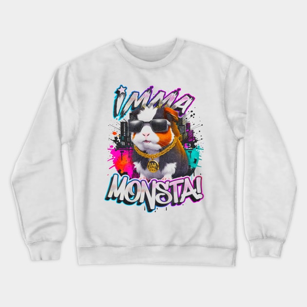 Imma Monsta! HAMSTER | Whitee | by Asarteon Crewneck Sweatshirt by Asarteon